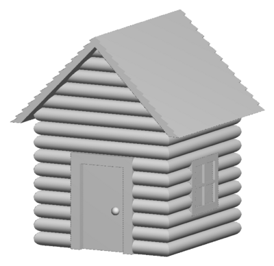 Rendering of a cabin with incorrectly shaded shingles